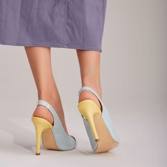 Simple Style Baby Blue Peep Toe Women High Heel Sandals